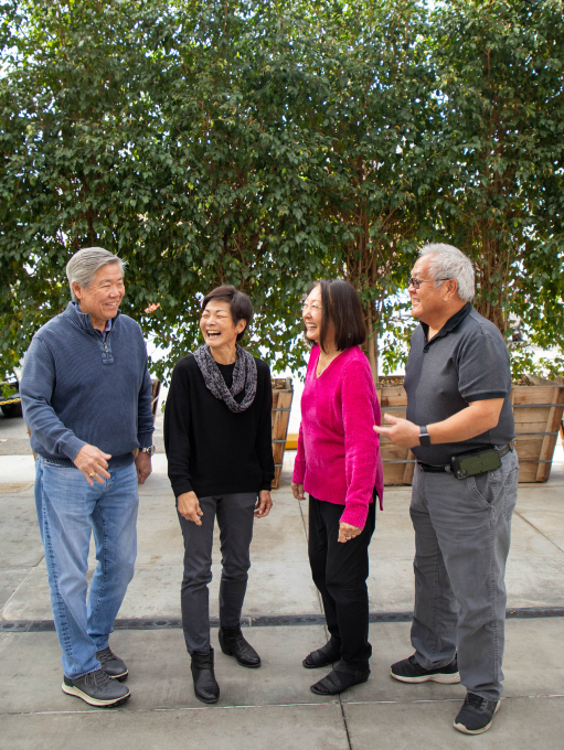 baby boomer laughing group shot