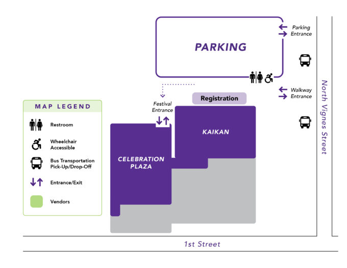 Keiro no Hi Festival map of Nishi showing parking, celebration plaza, and kaikan