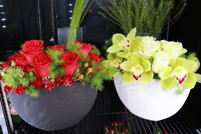 rose floral arrangement and orchid/rose floral arrangement