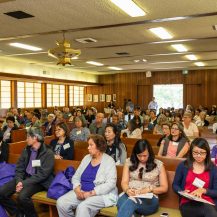 attendees gathering for caregiver conference
