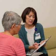 social worker speaking to patient