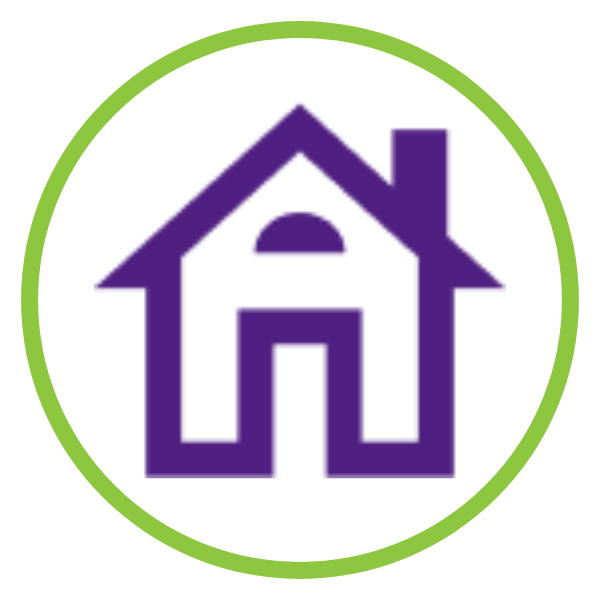 house icon in circle outlined with green