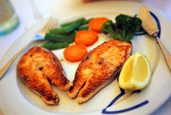 plate with fish and vegetables