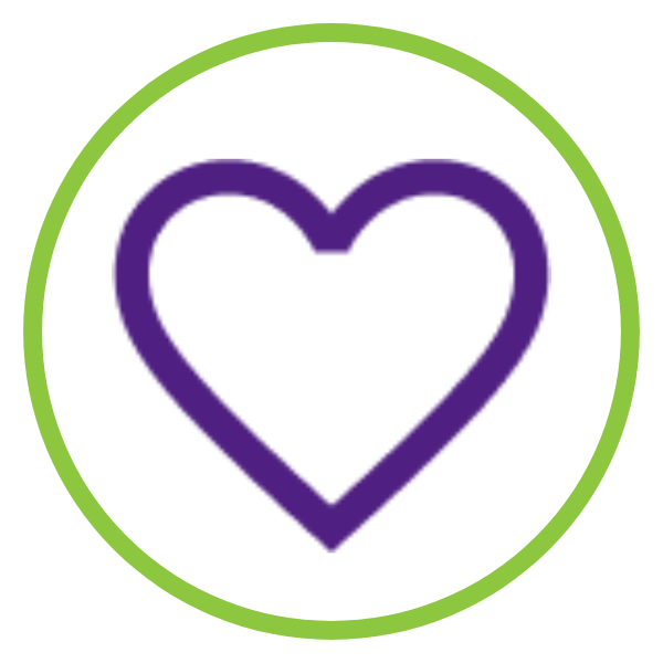 heart icon in circle outlined with green