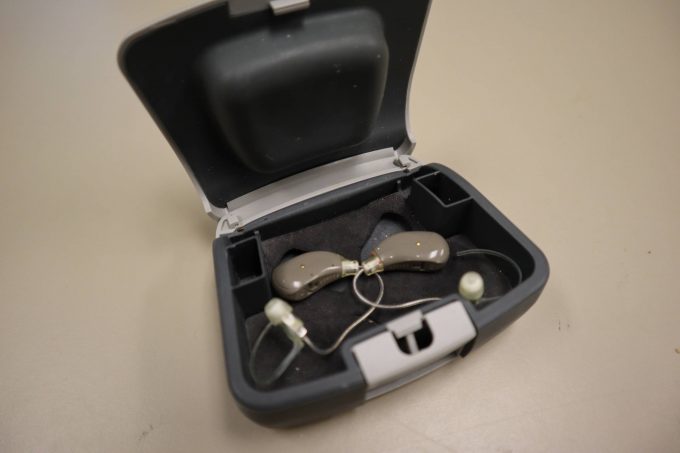hearing aid in a case