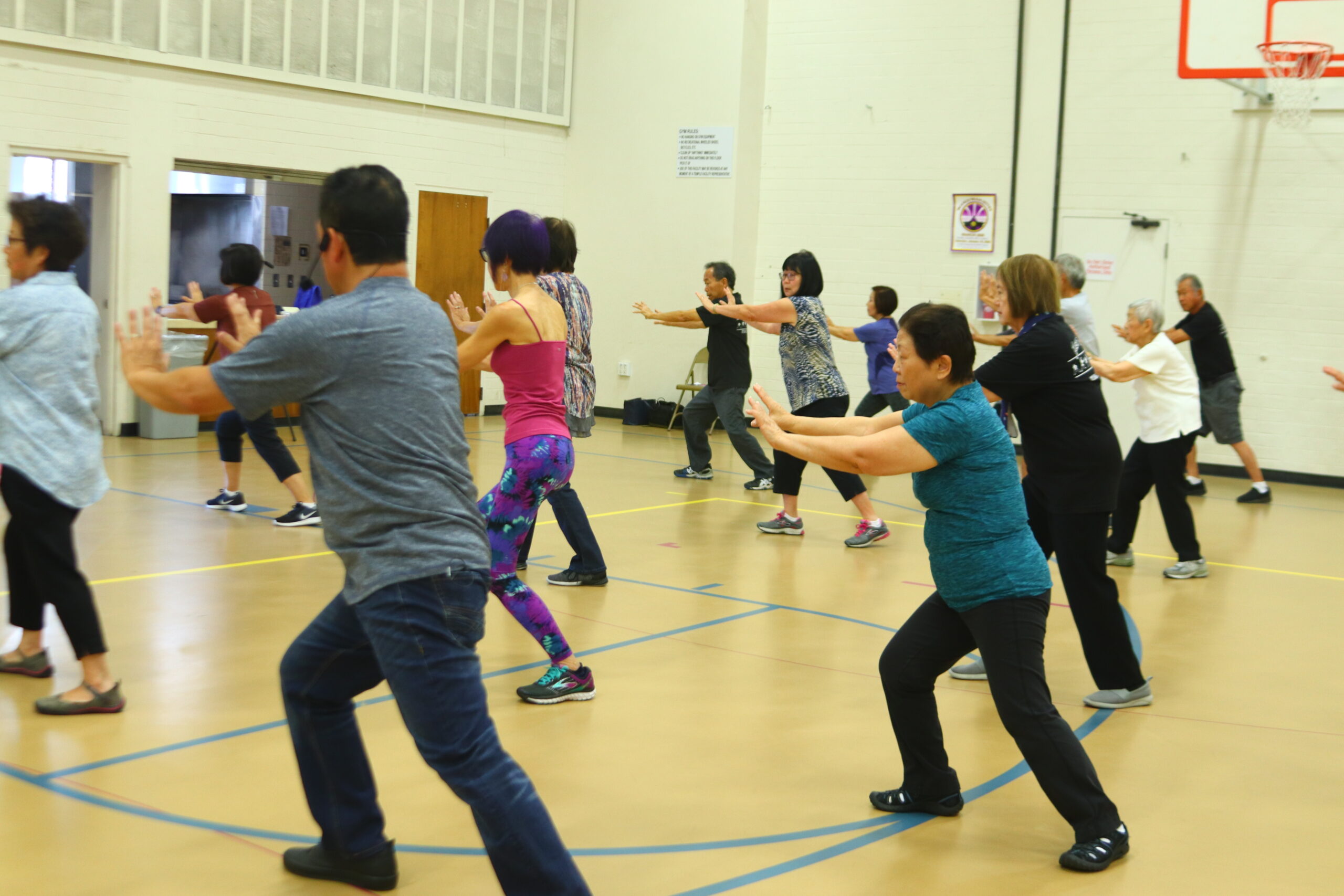 group taking a tai chi class