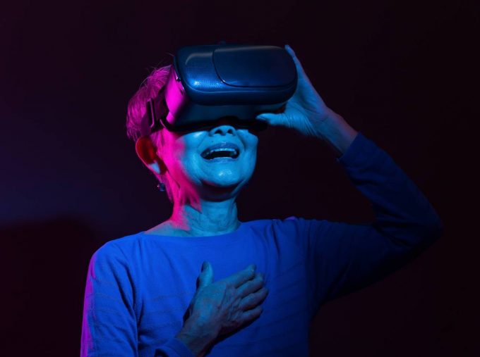 older adult using VR