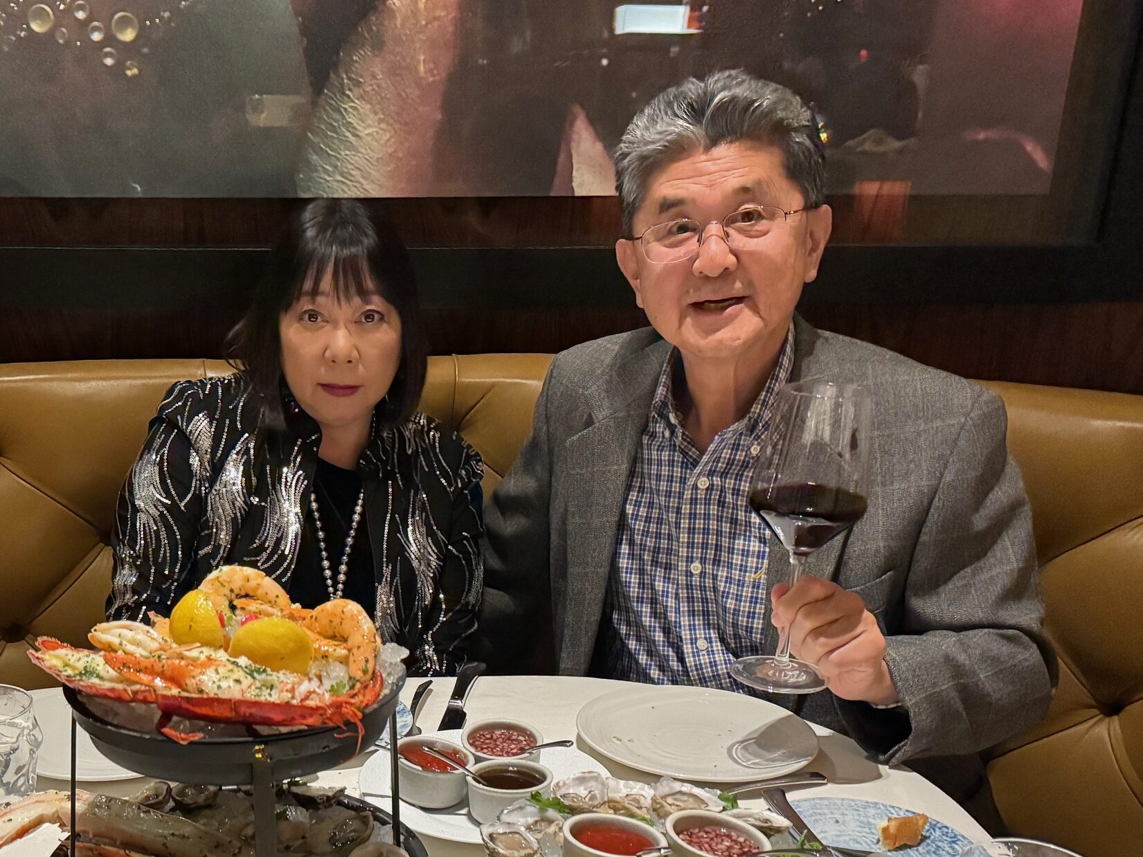 woman and man at a dinner table