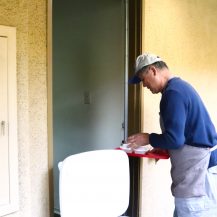 Adult man delivers a meal