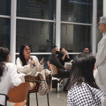 Attendee with mic asking a question