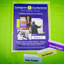 Caregiver Conference program booklet and three caregiver ribbons