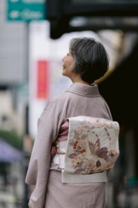 back view of woman in kimono