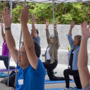 group of people raising their hands
