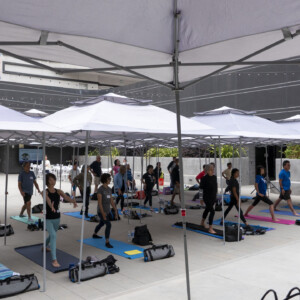 group of people doing yoga