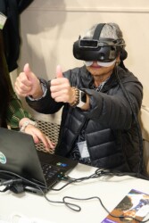 woman using a VR headset