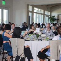 group of people at table doing cheers