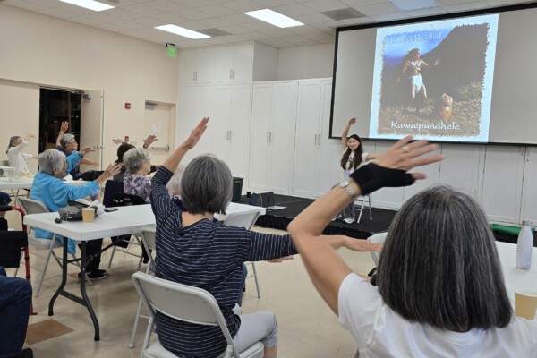 group of people doing chair exercises