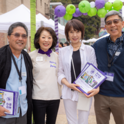 Beverly Ito smiling with Ron Takasugi, Yukari Roberts, Jack Kurihara