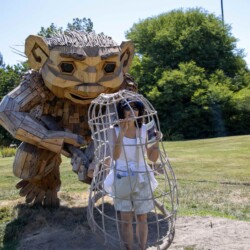 a woman in a troll net