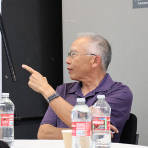 man point and talking
