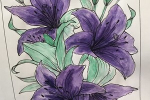 Lilies - Keiko Hirasawa (85) Painting of lilies