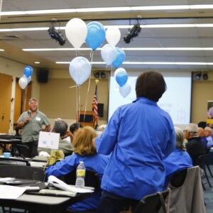group listening to presenter