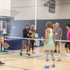 group of people on a court