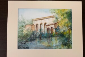 Past and Present - Sumiko Takase (85) painting of Keiro administration building