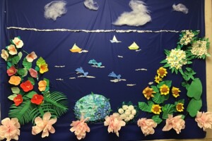 tropical scenery made out of origami