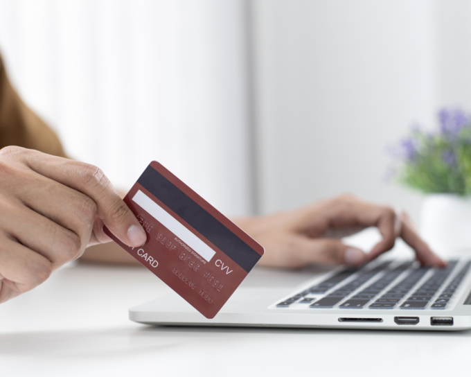 credit card with computer