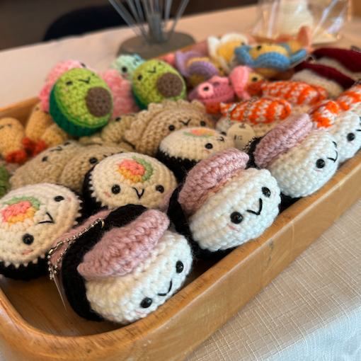 assorted crocheted kawaii food