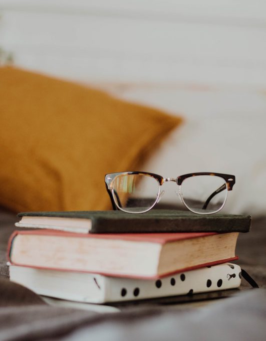 book and reading glasses